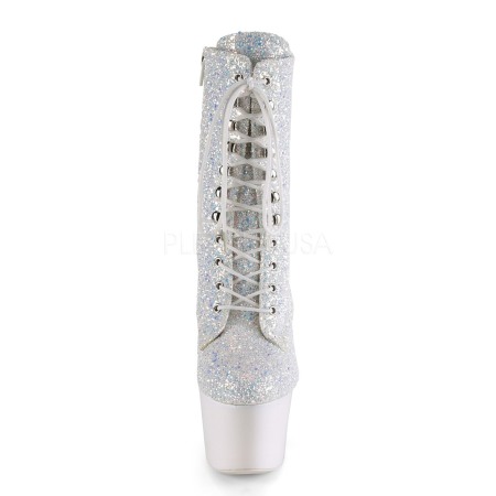 Botine albe cu sclipici cu toc si platforma ADORE 1020 LG [1]