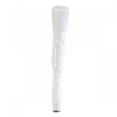 Cizme peste genunchi toc inalt 20 cm pole dance, cizme albe [1]