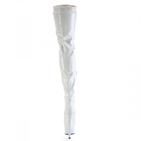 Cizme peste genunchi toc inalt 20 cm pole dance, cizme albe [3]