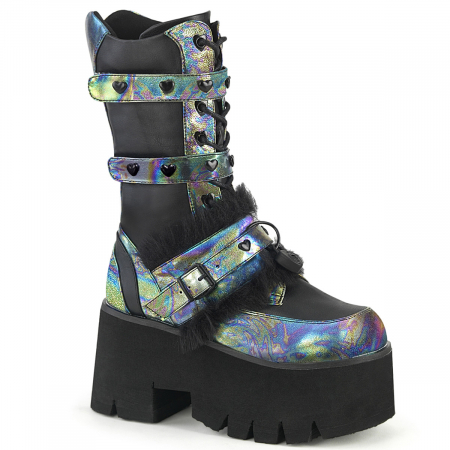 Botine - Ghete opium style, DemoniaCult, cu toc gros