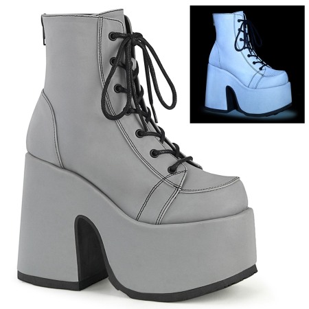 Botine - Ghete Camel 203 demonia cult stil gotic toc gros gri neon