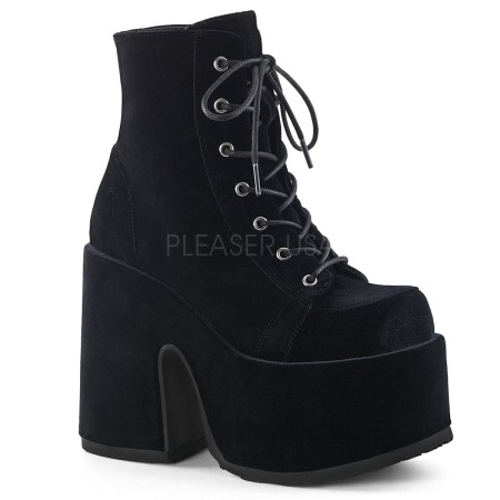 Botine - Ghete Camel 203 demonia cult stil gotic toc gros catifea