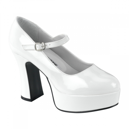 Pantofi - Pantofi albi, cu platforma si toc gros, de mireasa brand Pleaser