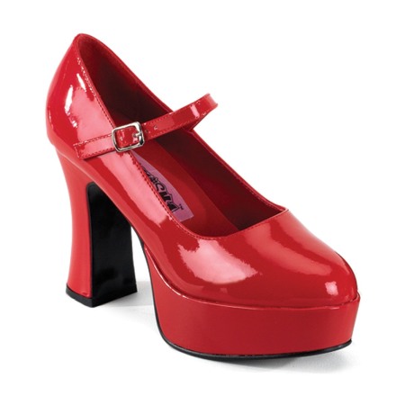 Pantofi - Pantofi rosii cu toc gros, comozi, brand Pleaser USA