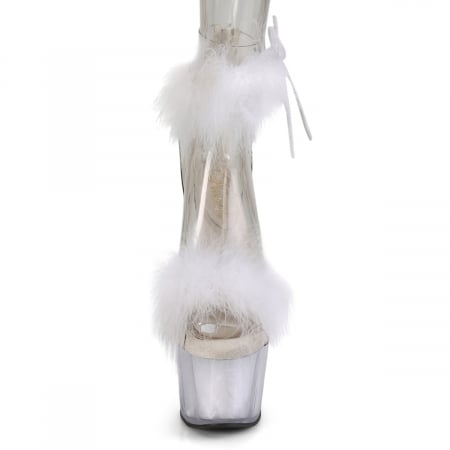 Sandale ADORE 724 F albe cu puf si toc 18 cm dans la bara marimi mari [2]