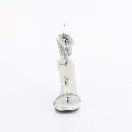 Sandale concurs fitness de mireasa pleaser toc de 12 cm argintii [3]