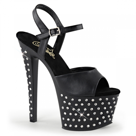Toc 17,78 cm - Sandale cu platforma si toc cu pietricele brand Pleaser USA