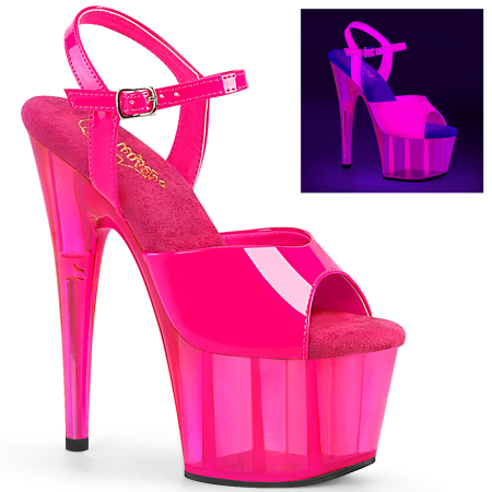 Sandale Saboti Show - Sandale roz neon cu platforma. Sandale comode