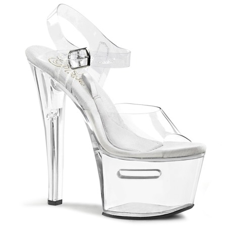 Sandale Saboti Show - Sandale transparente cu toc, de mireasa si dans la bara Pleaser USA