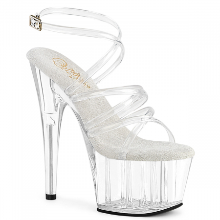Marimea 36 - Sandale transparente, de mireasa, cu platforma inalta brand Pleaser