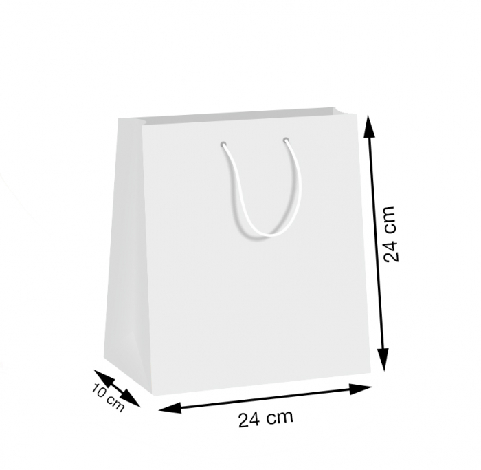 Punga cadou de hartie uni patrata alba [4]