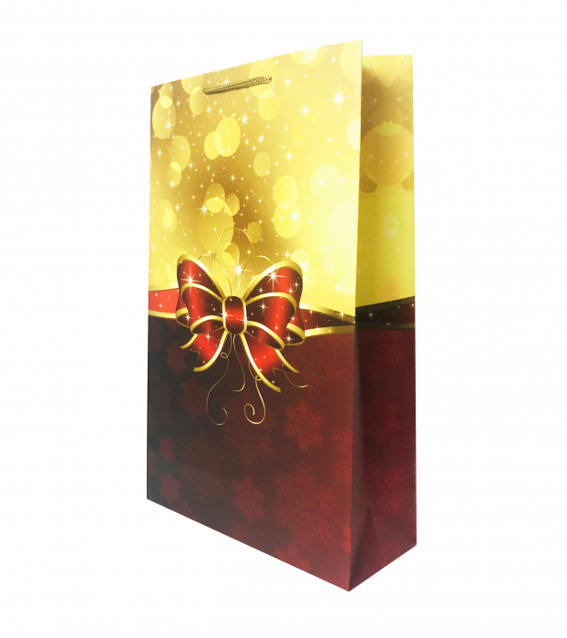 Punga de cadou mare cu model cu funda de Craciun [2]