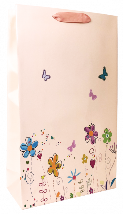 Punga cadou de hartie mare cu model vara - floricele [1]