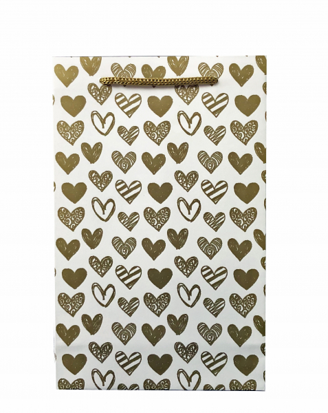 Punga de cadou medie cu model inimioare aurii [4]