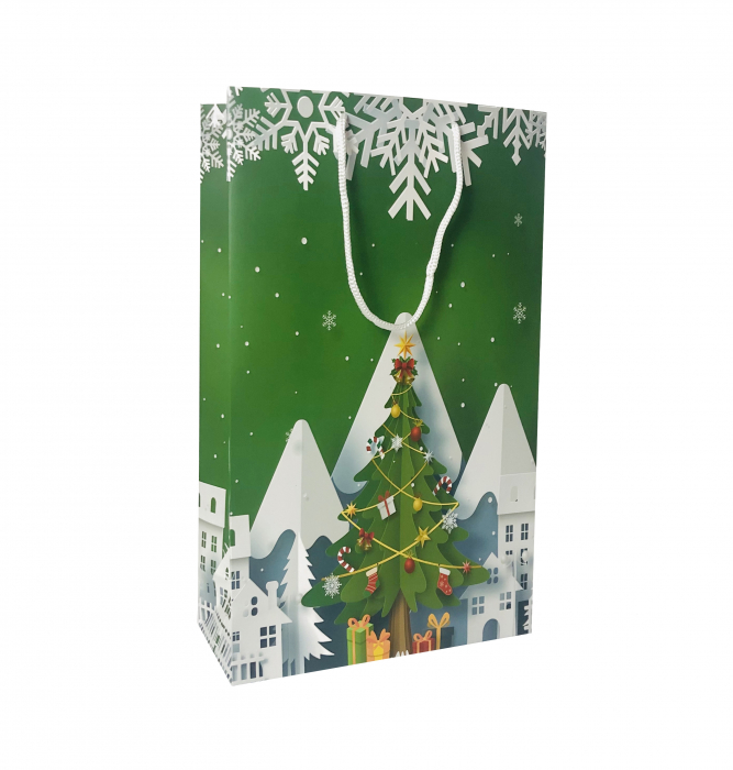 Punga de cadou mare cu model de Craciun [4]