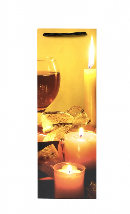 Punga de cadou din hartie pentru sticla cu model cu lumanari de Craciun [3]