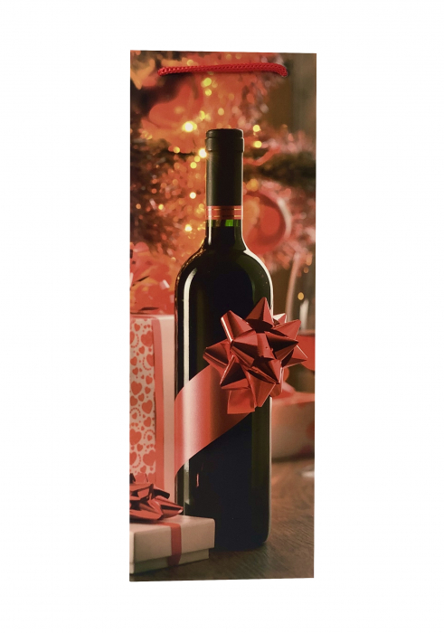 Punga de cadou din hartie pentru sticla cu model cadouri de Craciun [3]