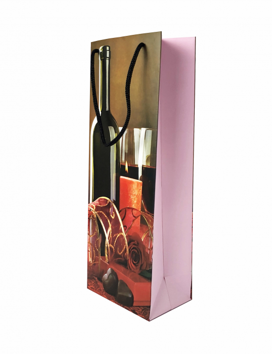 Punga de cadou din hartie pentru sticla cu model lumanari si ciocolata [1]