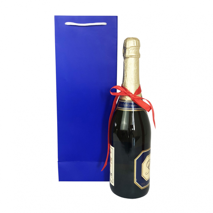 Punga de cadou din hartie pentru sticla albastru mat [5]