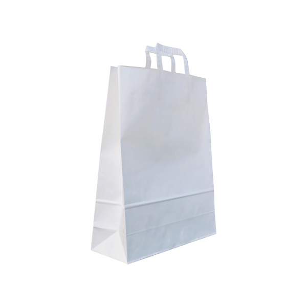 SET 50 pungi de hartie kraft 32x39x12 cm cu manere din hartie plata [1]