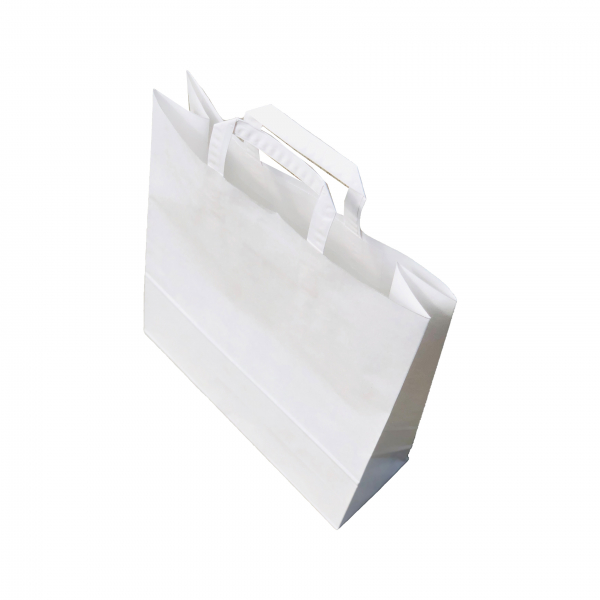 SET 50 pungi de hartie kraft 32x39x12 cm cu manere din hartie plata [3]