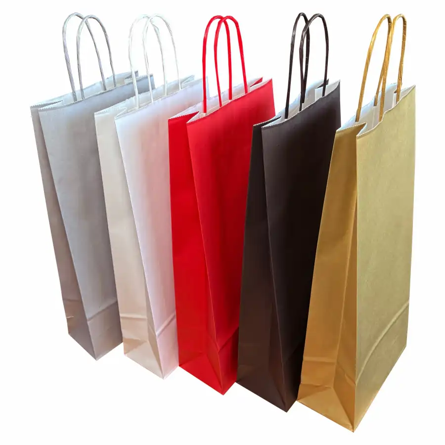 Pungi hartie ROSII pentru 1 sticla vin, 14x39x8 cm [3]