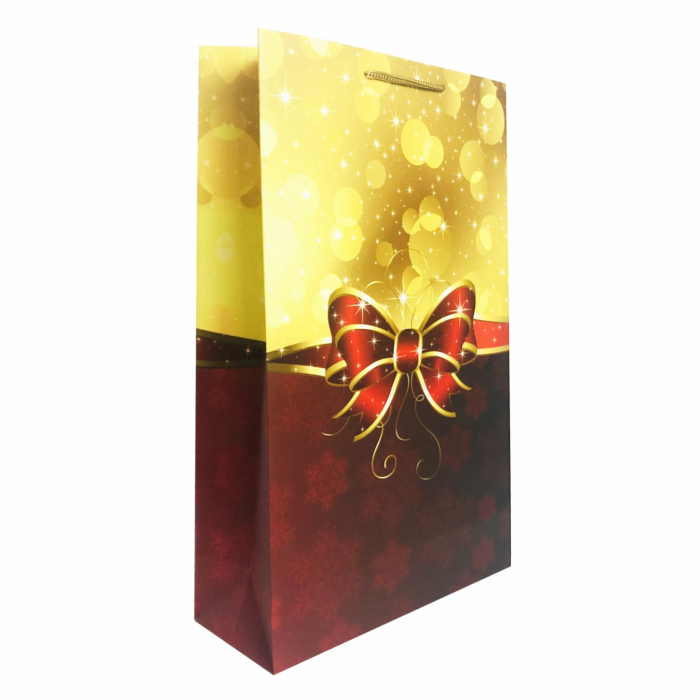 Punga de cadou mare cu model cu funda de Craciun [1]