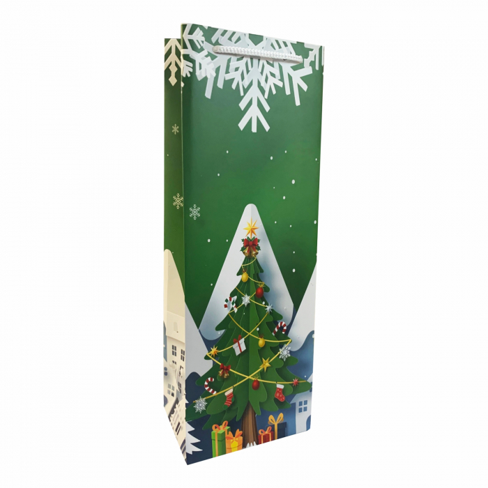 Punga de cadou pentru sticla model brad Craciun [1]