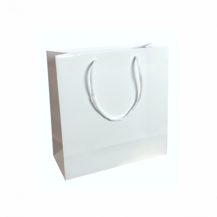 Punga cadou de hartie uni patrata alba [5]