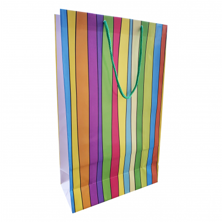 Pungi cadou MARI - Punga cadou de hartie mare cu model vara - dungi colorate