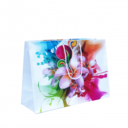 Pungi cadou MARI - Punga cadou de hartie mare cu model vara - flori