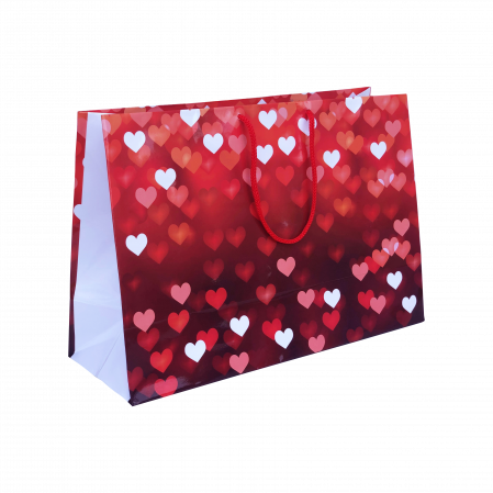 Pungi cadou MARI - Punga cadou de hartie mare cu model vara - inimioare