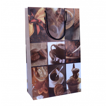 Pungi cadou MARI - Punga cadou de hartie mare cu model vara - elemente cafea