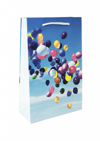 Pungi (LUX/kraft/hartie/PP) - Punga cadou de hartie medie cu model vara - baloane