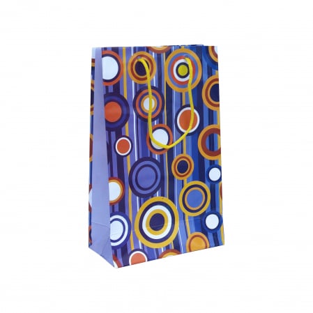 Pungi (LUX/kraft/hartie/PP) - Punga cadou de hartie medie cu model vara - cercuri colorate