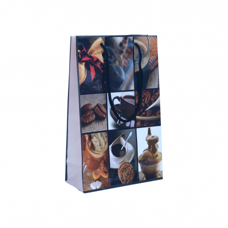 Pungi (LUX/kraft/hartie/PP) - Punga cadou de hartie medie cu model vara - elemente cafea