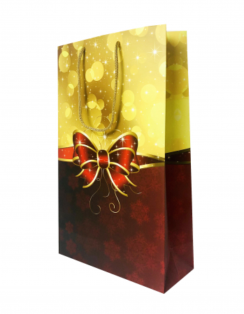 Punga de cadou mare cu model cu funda de Craciun [4]
