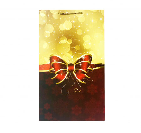 Punga de cadou mare cu model cu funda de Craciun [2]