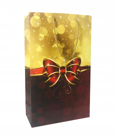 Punga de cadou mare cu model cu funda de Craciun [3]
