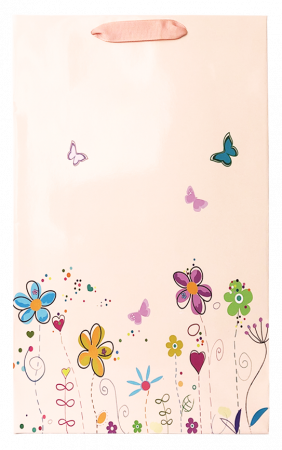 Punga cadou de hartie mare cu model vara - floricele [2]