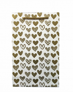 Punga de cadou medie cu model inimioare aurii [3]