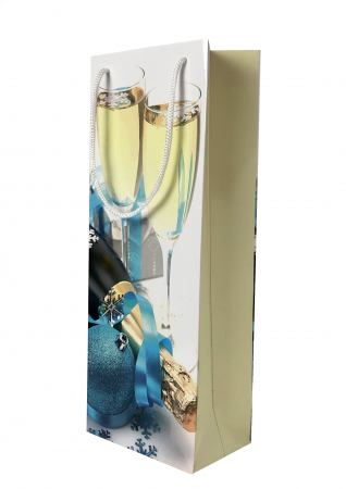 Pungi (LUX/kraft/hartie/PP) - Punga de cadou din hartie pentru sticla cu model festiv cu pahare