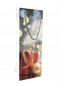 Punga de cadou din hartie pentru sticla cu model de Craciun