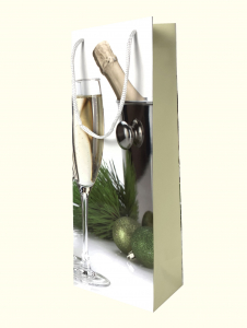 Punga de cadou din hartie pentru sticla cu model festiv de Craciun [3]