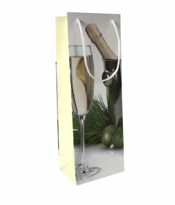 Punga de cadou din hartie pentru sticla cu model festiv de Craciun