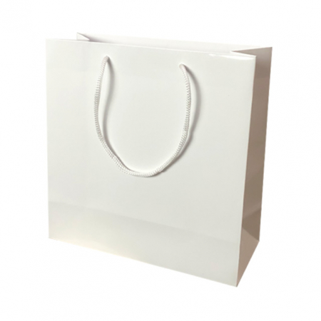 Punga cadou de hartie uni patrata alba [2]