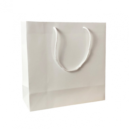 Punga cadou de hartie uni patrata alba [1]