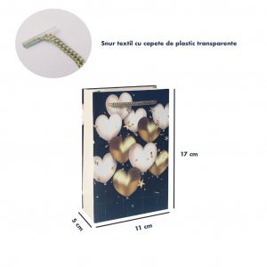 Punga de cadou mica, model elegant cu inimioare [3]