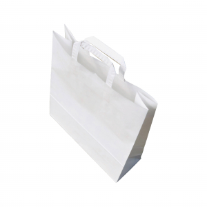 SET 50 pungi de hartie kraft 32x39x12 cm cu manere din hartie plata [2]