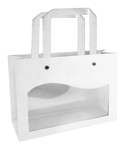Pungi Kraft fereastra transparenta - Punga alba cu fereastra transparenta 150x200x75 mm